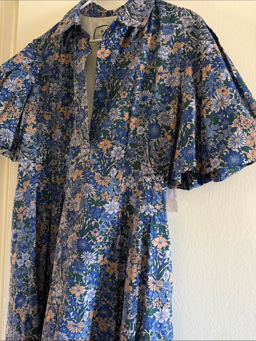 Tuckernuck Floral Button-Down Shirt in Blue and Peach - Picture 5 of 5
